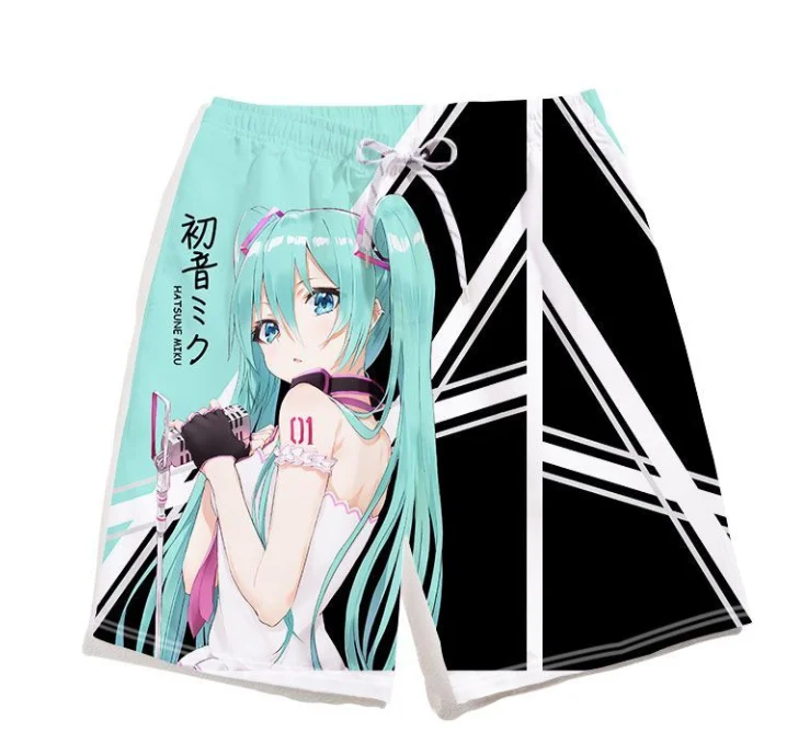 2026 Sommer Hatsune Miku Retro Cosplay Shorts Herren Übergroße 3D-gedruckte Schnelltrocknende Strandhosen Familie Unisex Kinder