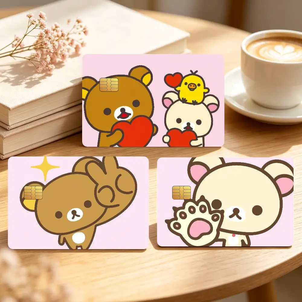Cartoon R-Rilakkuma-S Cute Credit Card Sticker Waterproof Anti-Scratch 4PCS Bank Debit Traffic Cover Decoration