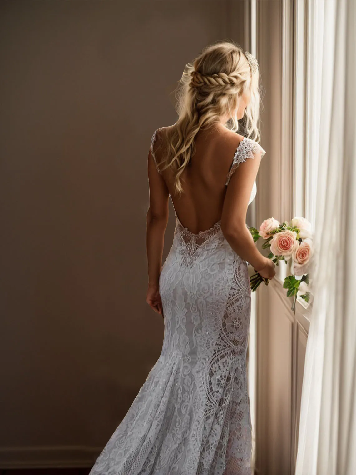 Seksowna Nowoczesna Suknia Ślubna Syrena Dekolt V Bez Rękawów Koronkowe Aplikacje Plażowa Zaręczyny Recepcja Suknia Ślubna 2025 Darmowe Personalizacje