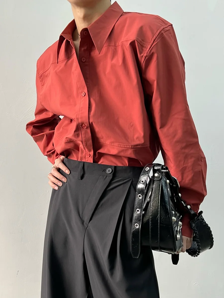 

Faionable Loose Long Sve Pure Color Men's irt Korean Sle Trendy Classic Brand Casual Youthful Autumn Faion