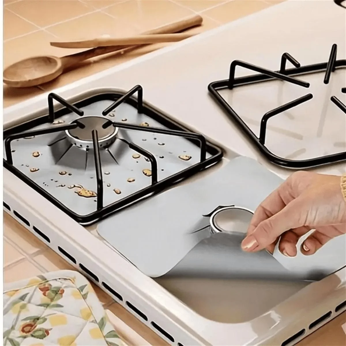 

2PCS Teflon Gas Stove Cover, 0.12mm Thick, Reusable, Non-Stick, Quick Clean Kitchen/Cooking Liner Kitchen Supplies Household Kitchen Supplies, Outdoor Cooking Tools Cover, BBQ Mat