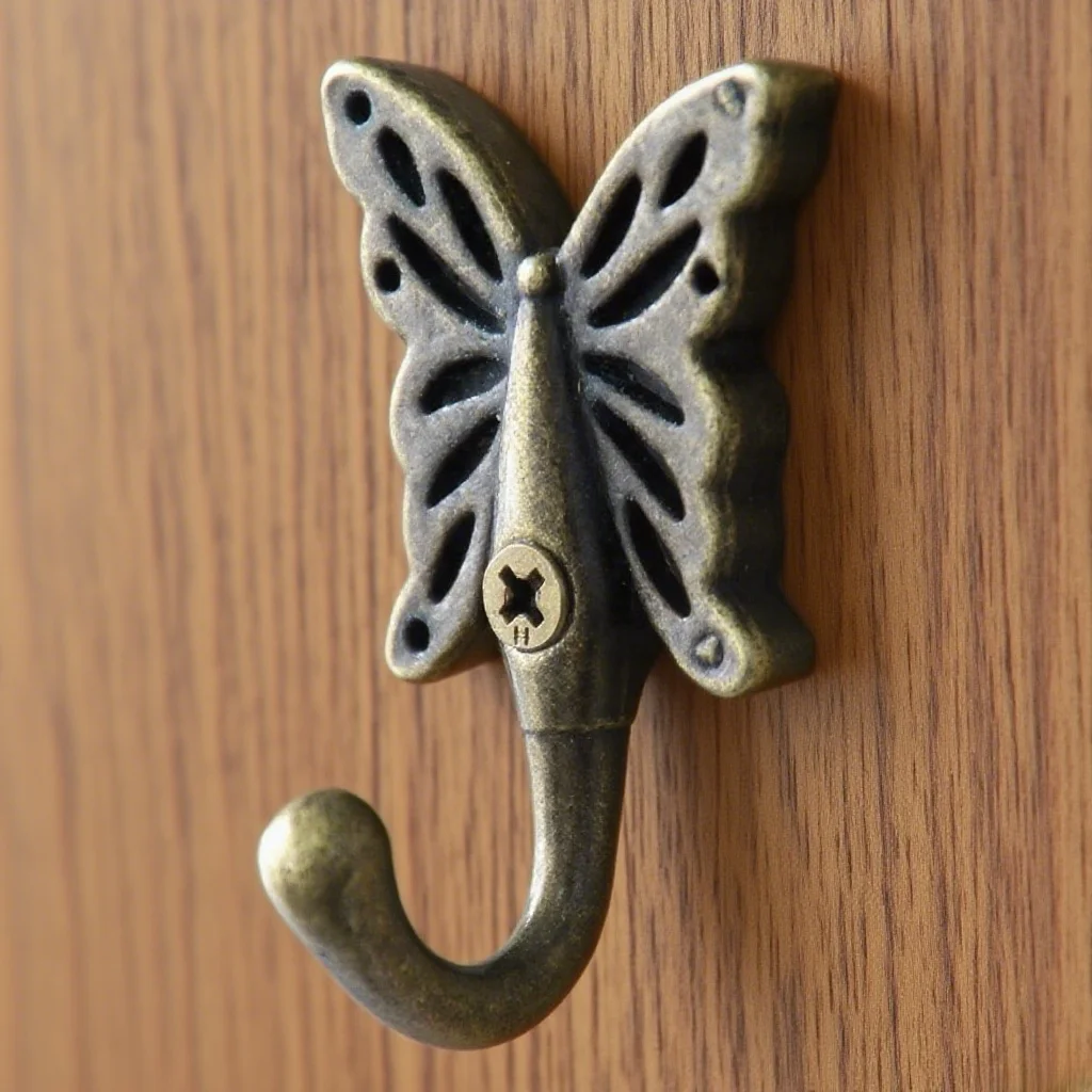 1pc Butterfly Cloth Hook 56*35mm Wall Door Mounted Bag Hat Hanger Single Hook for Clothes Towel Pants Hanger
