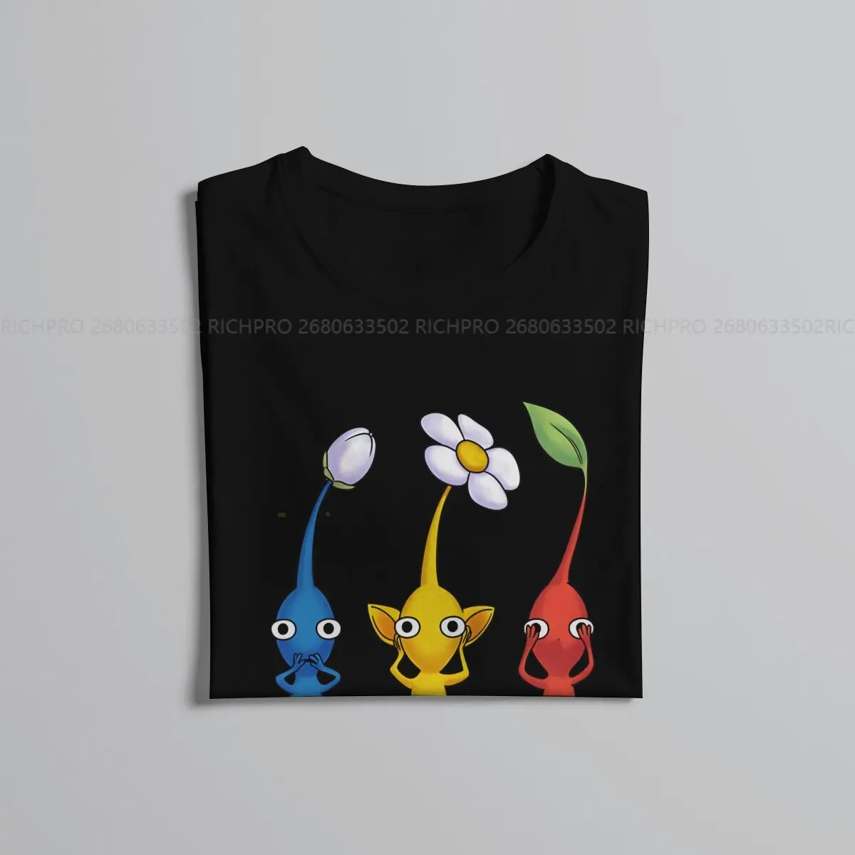 Dos homens três sábio algodão t-shirt, Pikmins jogo, distintivo, streetwear, moderno, original