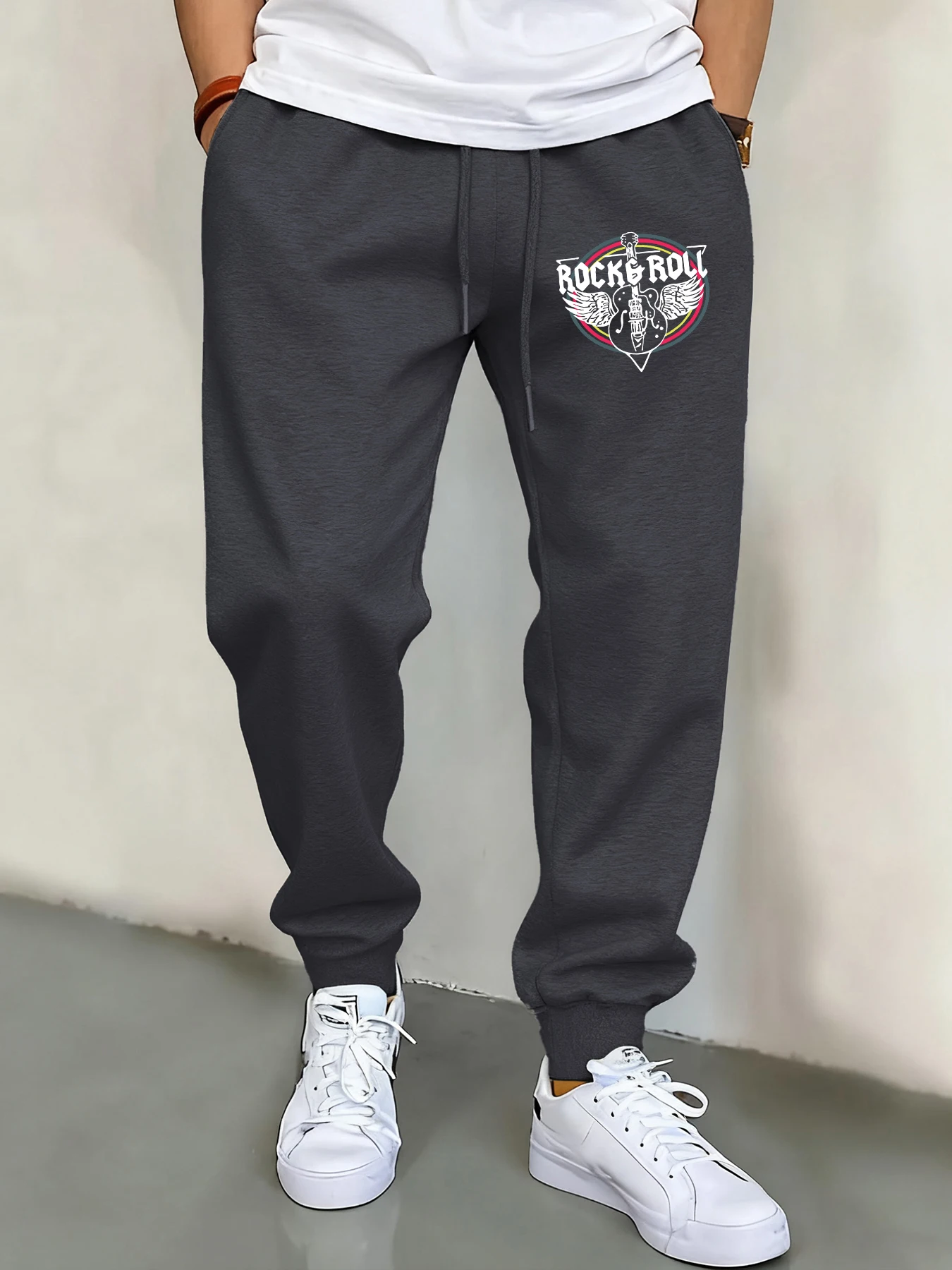 

A Guitar With Wings Pattern Men Pants Comfortable Pocket Sweatpants Fashion Fleece Male Sportpant Basics Multicolor Trousers