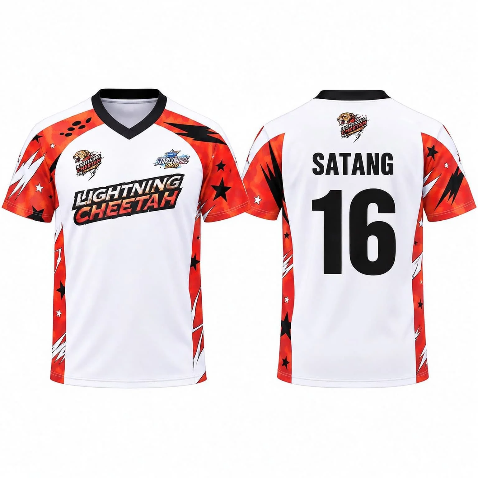 Gmmtv Starlympics 2026 Lightning Cheetah Trikot Thailand Fans Sport Unisex V-Ausschnitt T-Shirt Damen T-Shirt Herren T-Shirt Rotes Team-Trikot – Detail 11