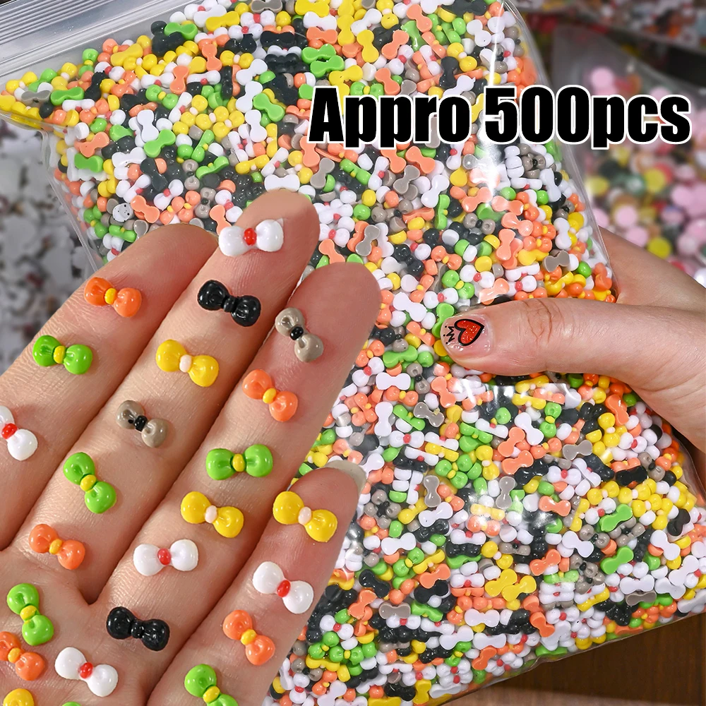 

50g Mixed Colored Bowknot Nail Charms 3D Mini Resin Cute Bow Nail Art Decorations Appro 500pcs Bowtie Nails Crafts DIY Accessori