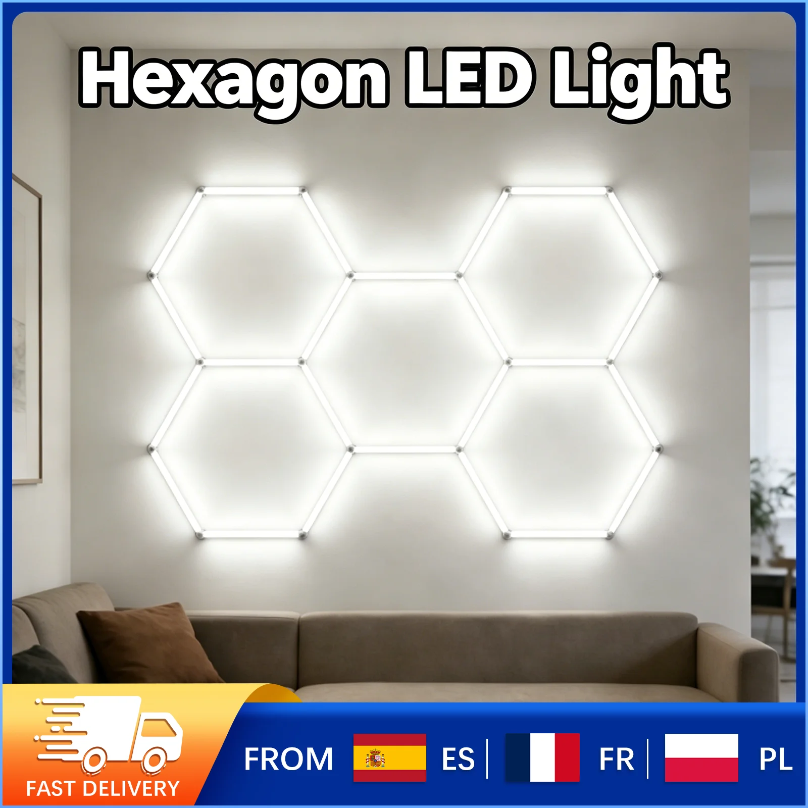 Plafonnier LED hexagonal pour garage 220V 50000H Longue durée de vie, éclairage pour atelier industriel, atelier de détail automobile
