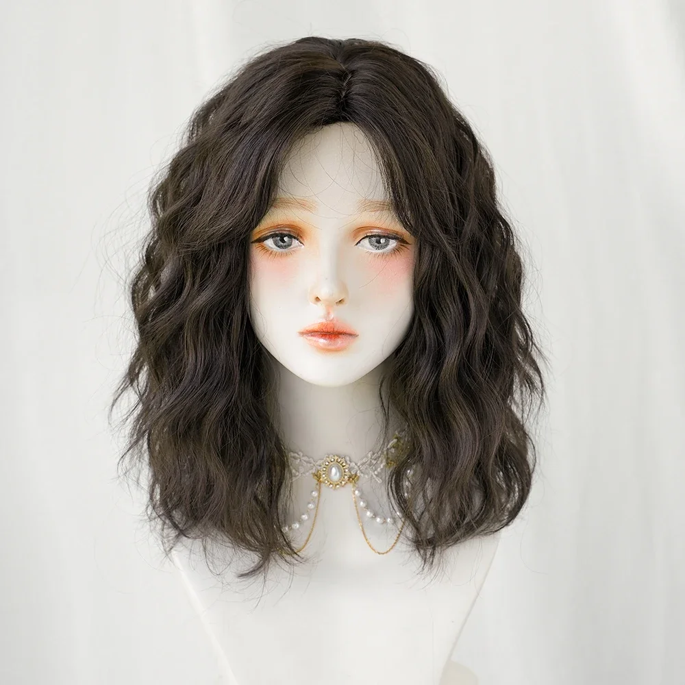 PARK YUN Long Wavy Dark Brown wigs for women Cosplay Daily Party Synthetic Dark brown Wig Mid split Lolita Heat Resistant Fiber