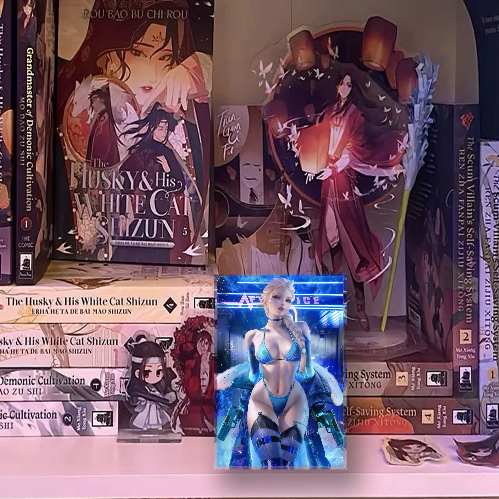 مثير أنيمي فتاة Waifu كتلة الاكريليك، الجليد الملكة الفن الوقوف، مخصص مكتب ديكور هدية، مروحة الفن تحصيل الطوب #4