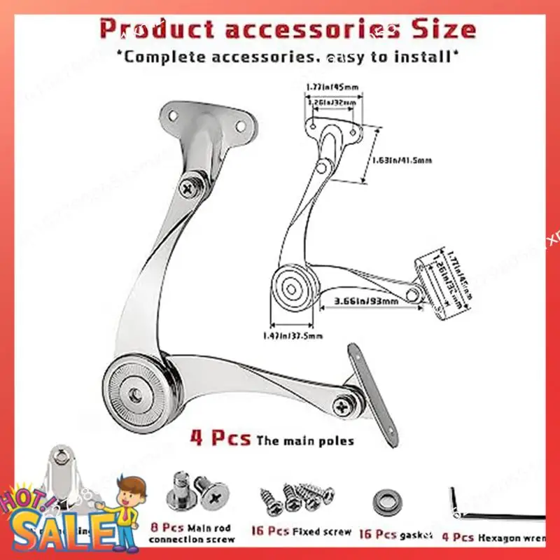 

ABCL Hinge Soft Close - Lid Support Hinge Heavy Duty Adjustable Metal Lift And Up Hinge Cabinet Door Support Hinge, 4PCS Easy In