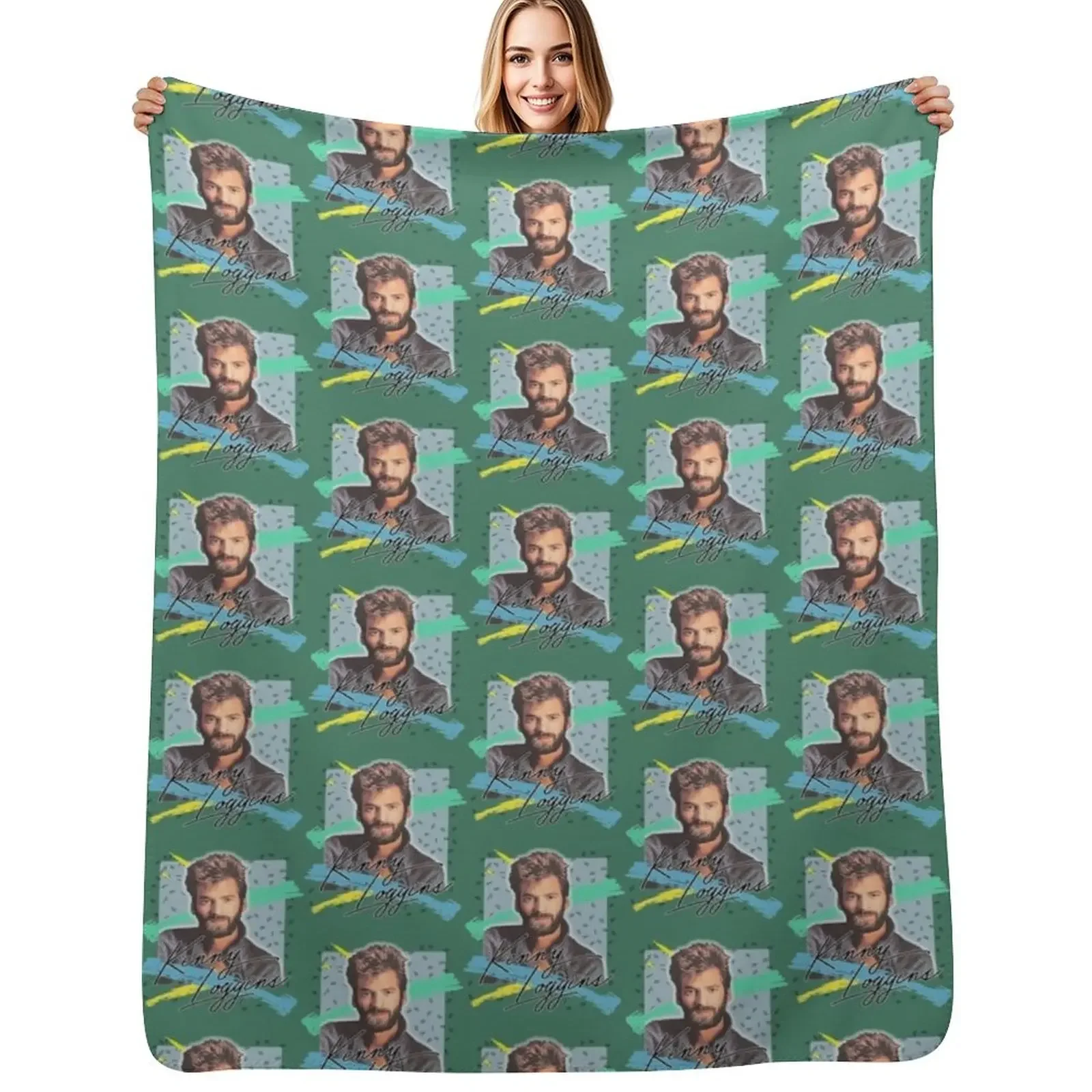 

Kenny Loggins Throw Blanket Flannel Polar Vintage bed plaid Blanket