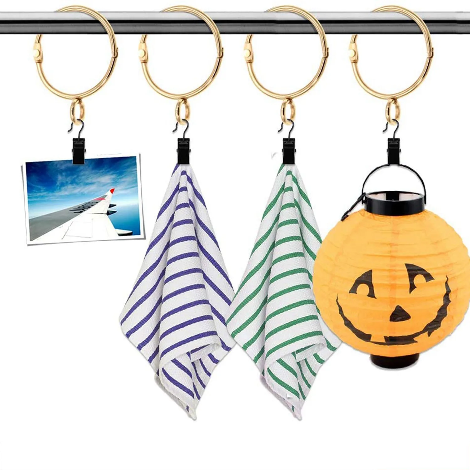 20 قطعة من حلقات الستائر الذهبية القابلة للفتح مفتوحة وإغلاق حلقات الستائر المعدنية المقاومة للصدأ مع العيينة لدبابيس الخطاف (1.5 بوصة) HY