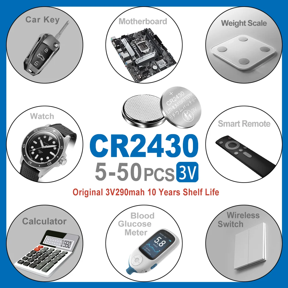 5-50PCS CR2430 3V 2…