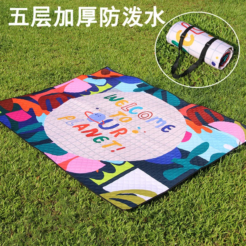 Outdoor Ultrasonic Picnic Portable Reinforced Cotton Waterproof Moisture-proof Beach Mat Children's Crawling Mat