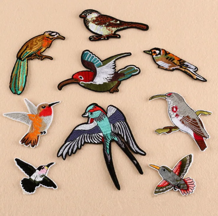 2017 New Patch 10 pcs Birds Embroidered cartoon patch iron on sew on Motif Applique garment embroidery patch DIY accessory