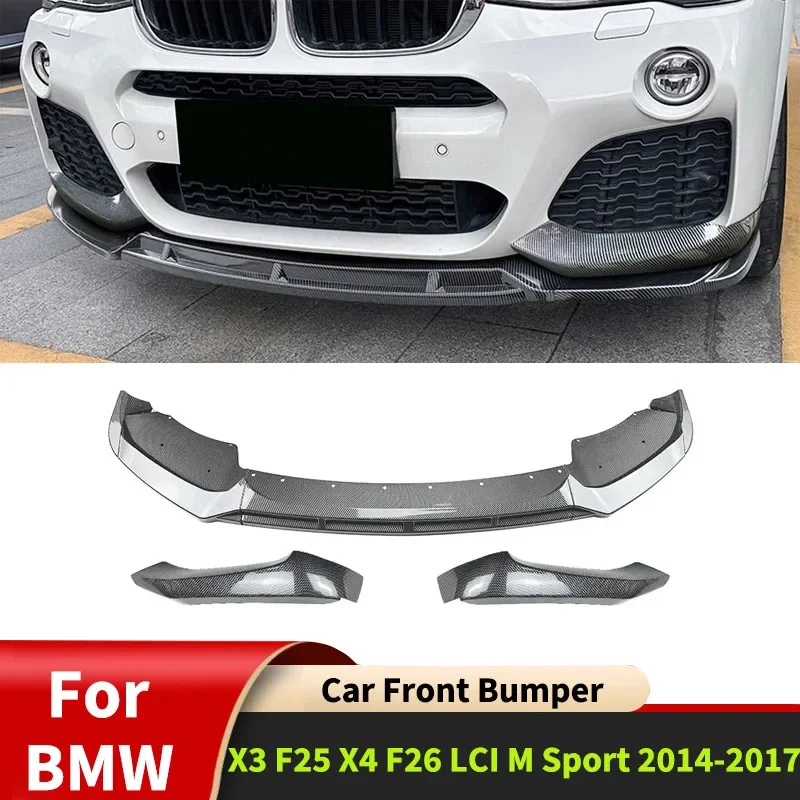 For BMW X3 F25 X4 F26 LCI M Sport 2014-2017 Front Bumper Lip Spoiler Body Kit Guard Protector Cover Lower Blade Car Accessories