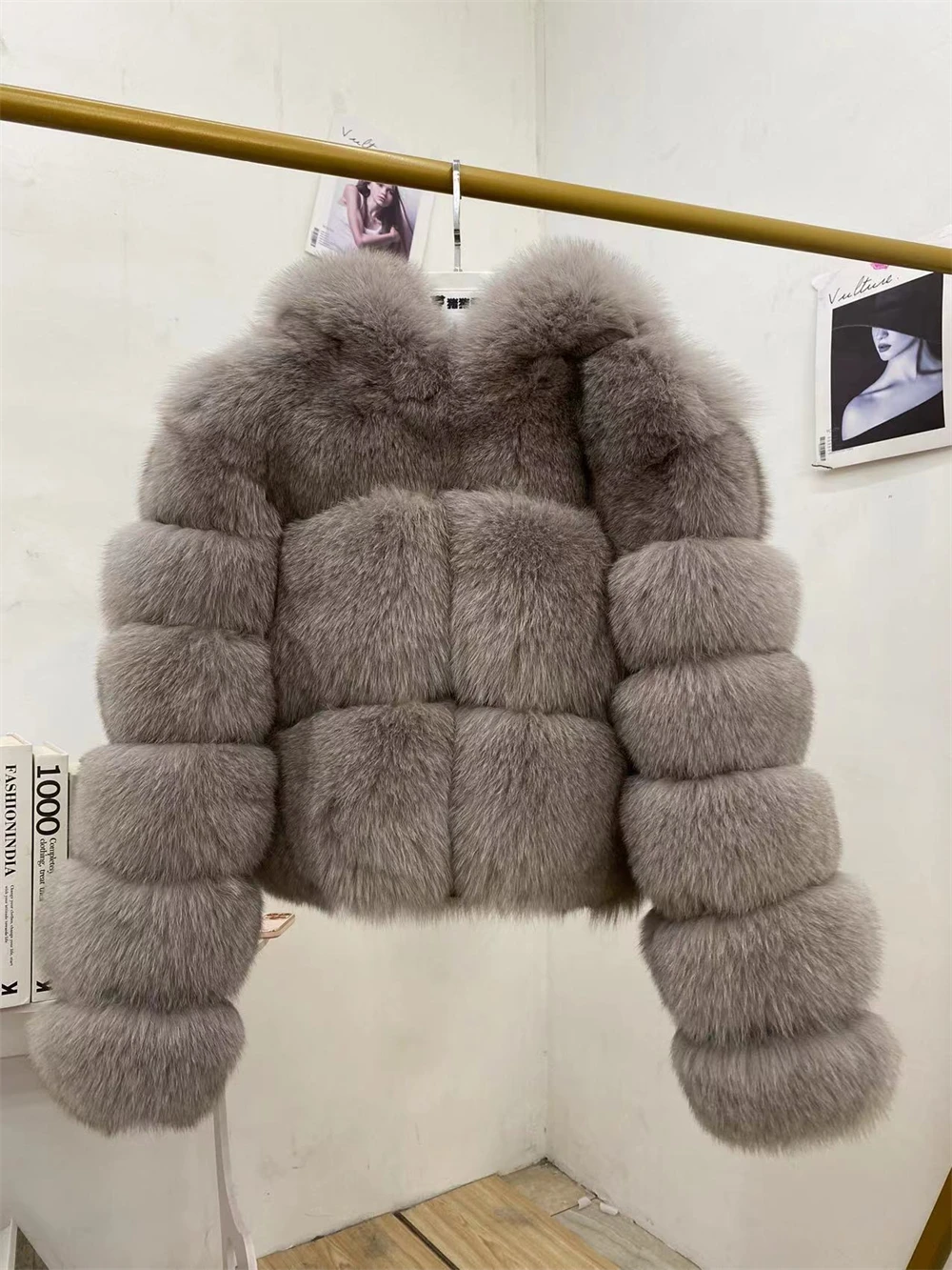 Short Fox Fur Jacket With Hood Women Luxury Long Sleeves Vest Female Hooded Real White Fox Fur Coat For Girls