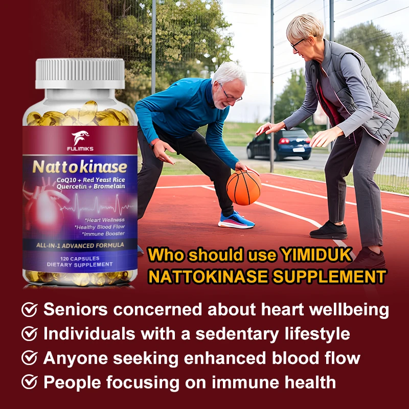 Nattokinase 2000 FU, Nattokinase Supplement for Heart Health and Blood Pressure Health, Non-GMO, 60/120 Vegetable Capsules
