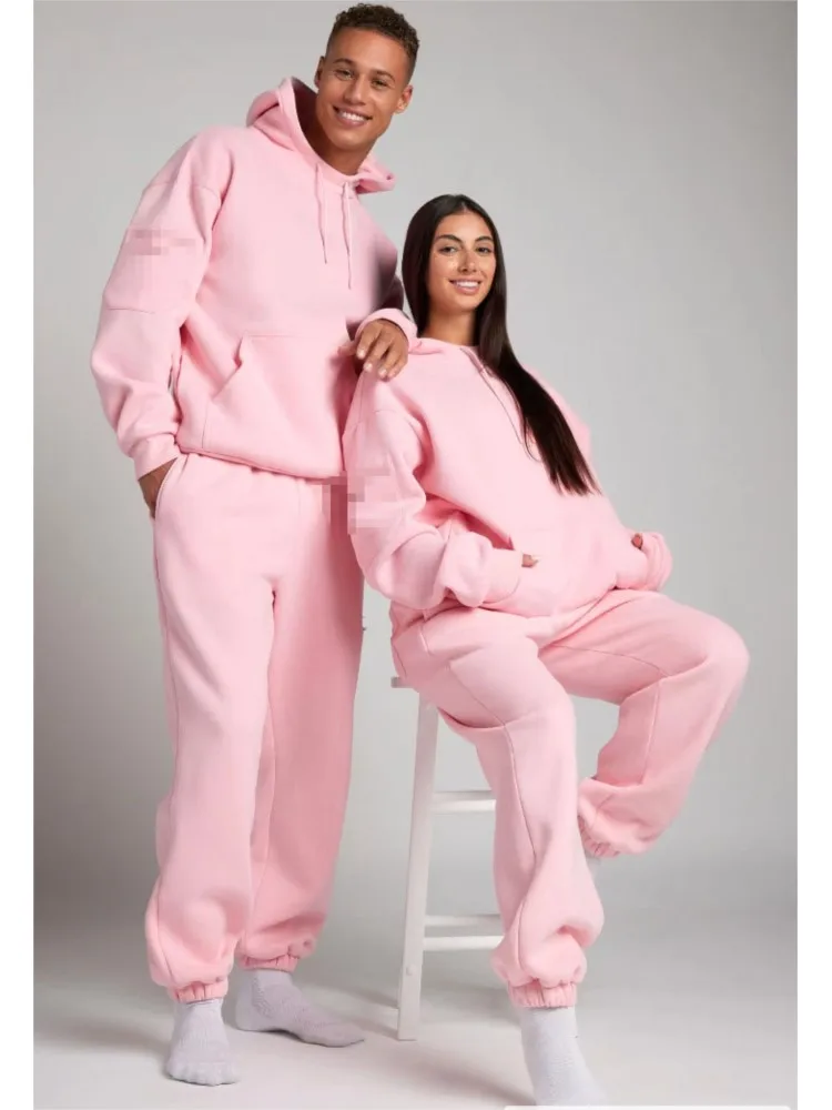 Set Dua Potong Longgar Saku Kasual Baru Musim Gugur Musim Dingin 2025 Set Celana Hoodie Sweter Lengan Panjang Warna Solid Wanita Pakaian Jalanan