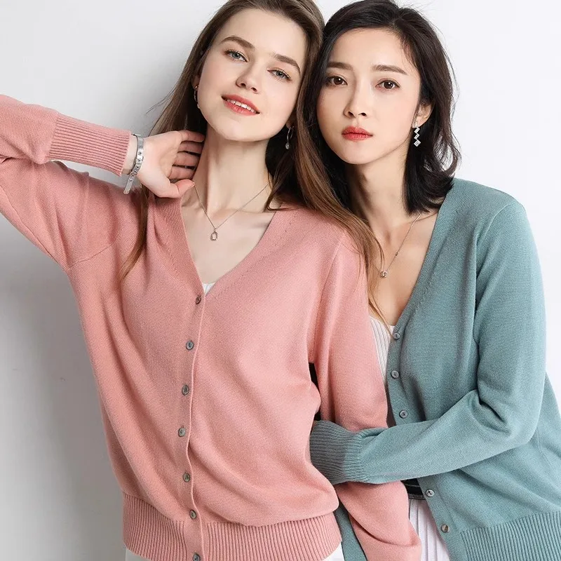 

Fashion Women Cardigans Autumn Winter 2025 Single Breasted V-neck Fleece Knit Loose Sweater Short Knitwear Cardigan Jumpers