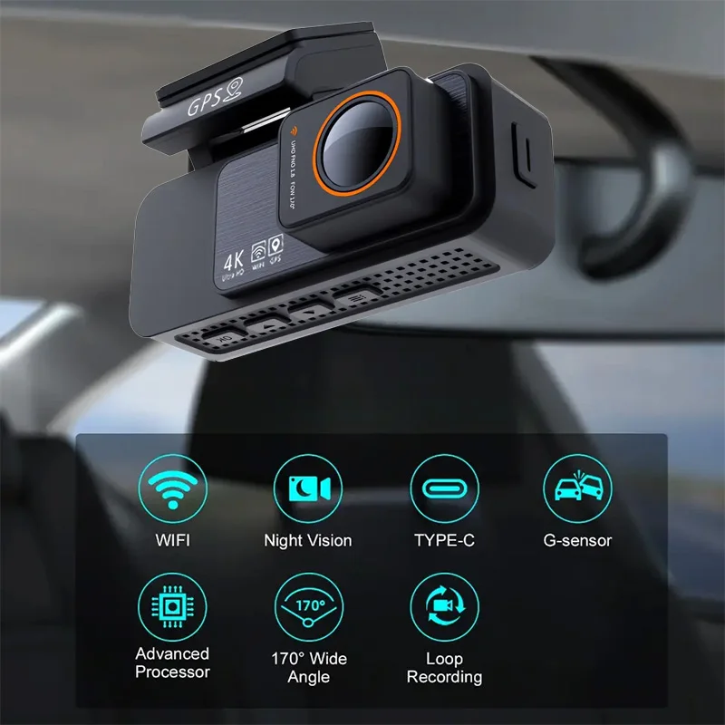 4K+1080P Dual Lens Dash Cam Sony Starvis Sensor WiFi GPS IR Night Vision Wide Angle Parking Monitor Loop Recording Car DVR