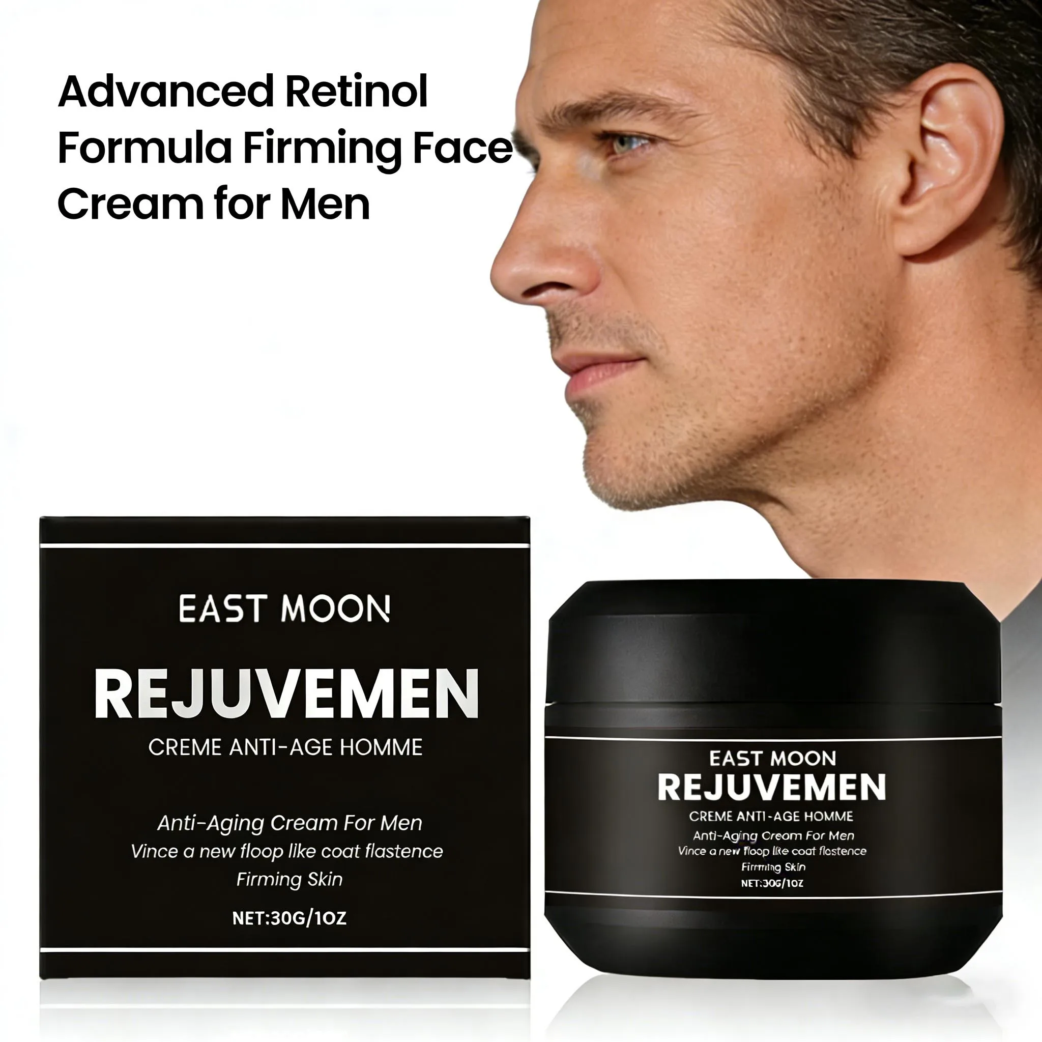 

Retinol Face Cream Men Anti Aging Moisturizer Firming Skin Care Hyaluronic Acid Collagen Boosting Night Repair Daily Balm