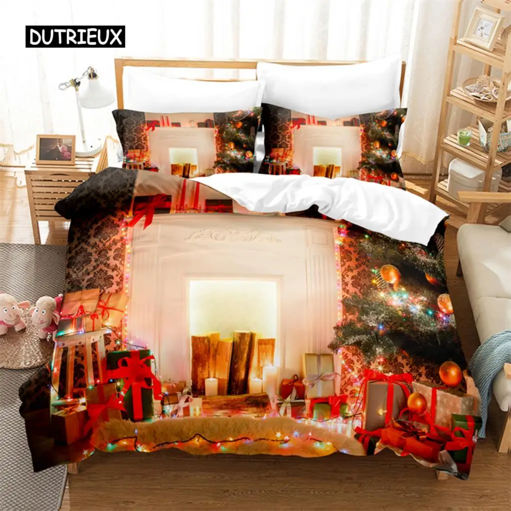 

Fireplace Christmas Bedding Set Duvet Cover Set 3d Bedding Digital Printing Bed Linen Queen Size Bedding Set Fashion Design