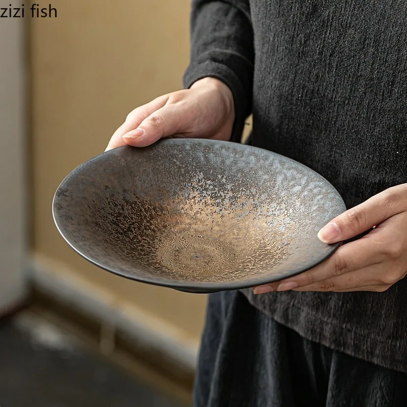 Piatto da pranzo in ceramica Vintage piatto da minestra spesso piatto da Dessert piatti per insalata di frutta piatti per Pasta ristorante stoviglie speciali
