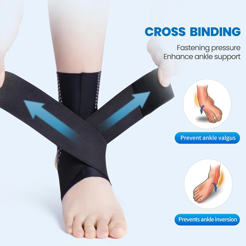 1Pc Adjustable Breathable Compression Ankle Support with Ankle Wrap for Men Women Stabilizing Ligaments,Plantar Fasciitis Relief