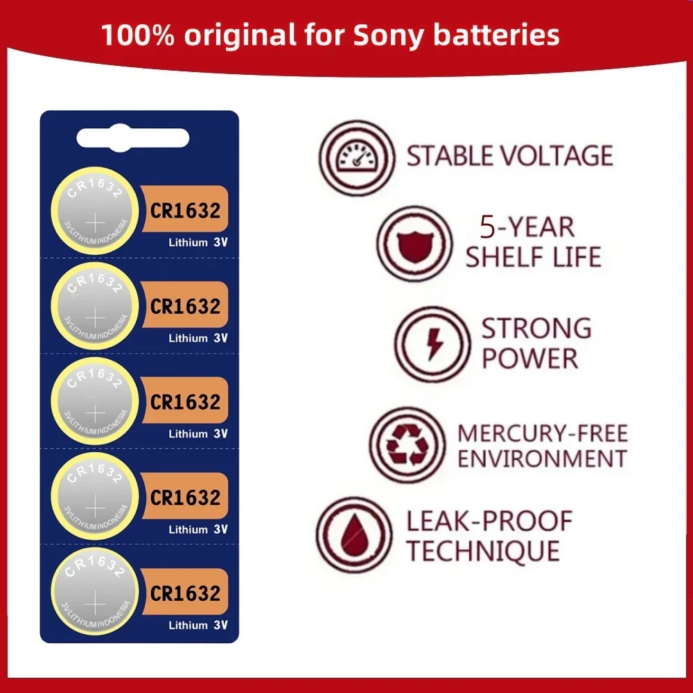 Original For Sony 2-50pcs CR1632 3v lithium battery DL1632 BR1632 ECR1632 L1632 Car Key Remote Control CR 1632 Watch Battery