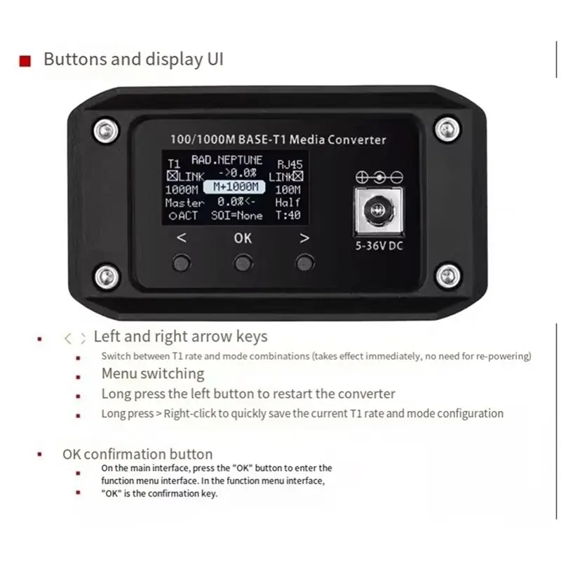 ABLK RAD. NEPTUNE-24 MAX For Rosenberger Compatible Full-Featured 100/1000M Base-T1 Media Converter+ Connector Set H-MTD