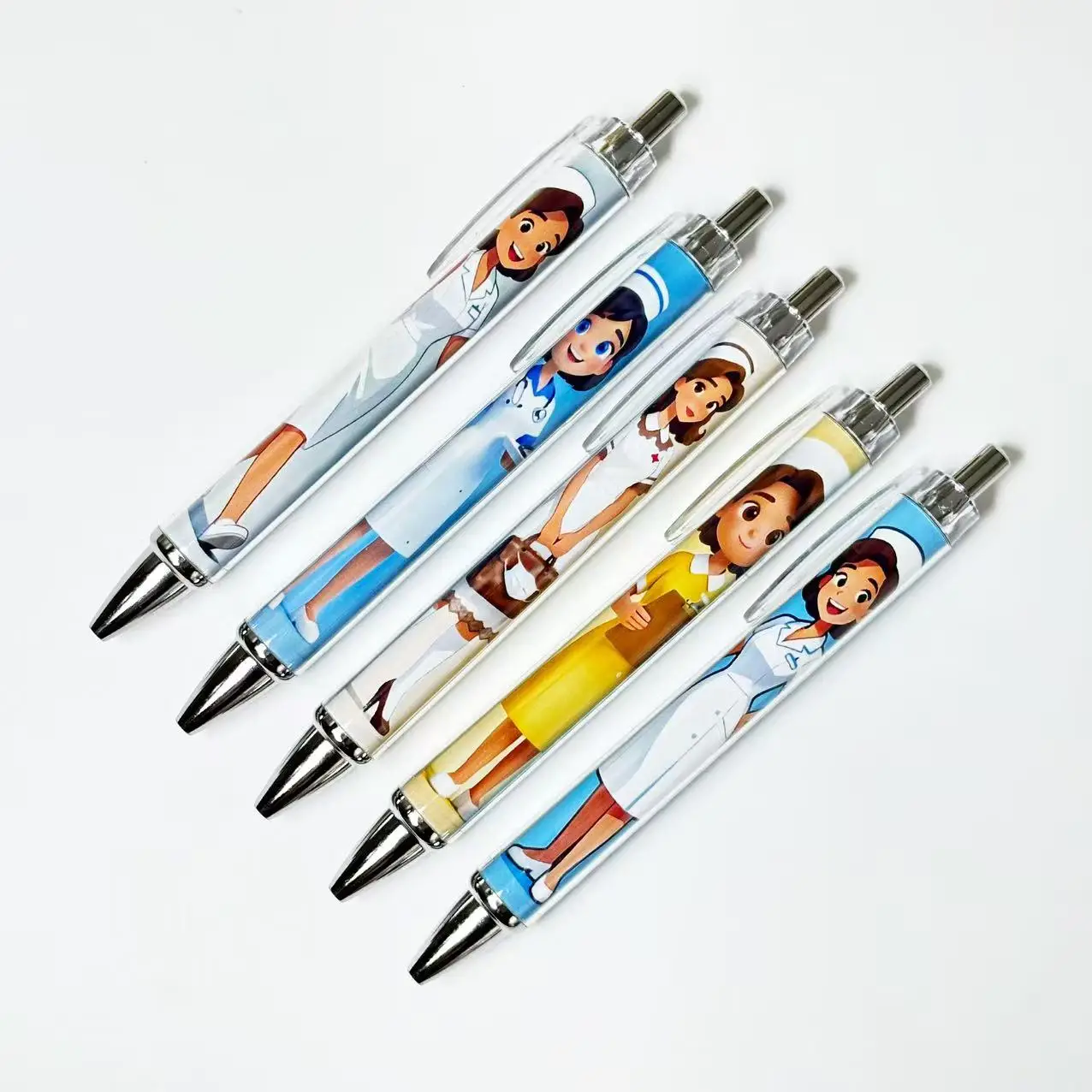5 قطعة/10 قطعة أقلام حبر جاف على شكل ممرضة أنثى إبداعية ، سلسلة طبية انقر فوق أقلام ، أقلام هدايا للكتابة للطلاب