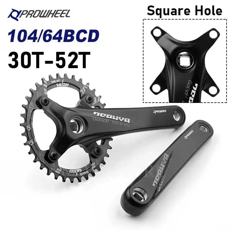 

Prowheel Mountain Bike Square Hole Crankset 175 170mm MTB Bicycle Sprocket 38T 36T 34T 32T Narrow Wide Crown Bicycle Crank