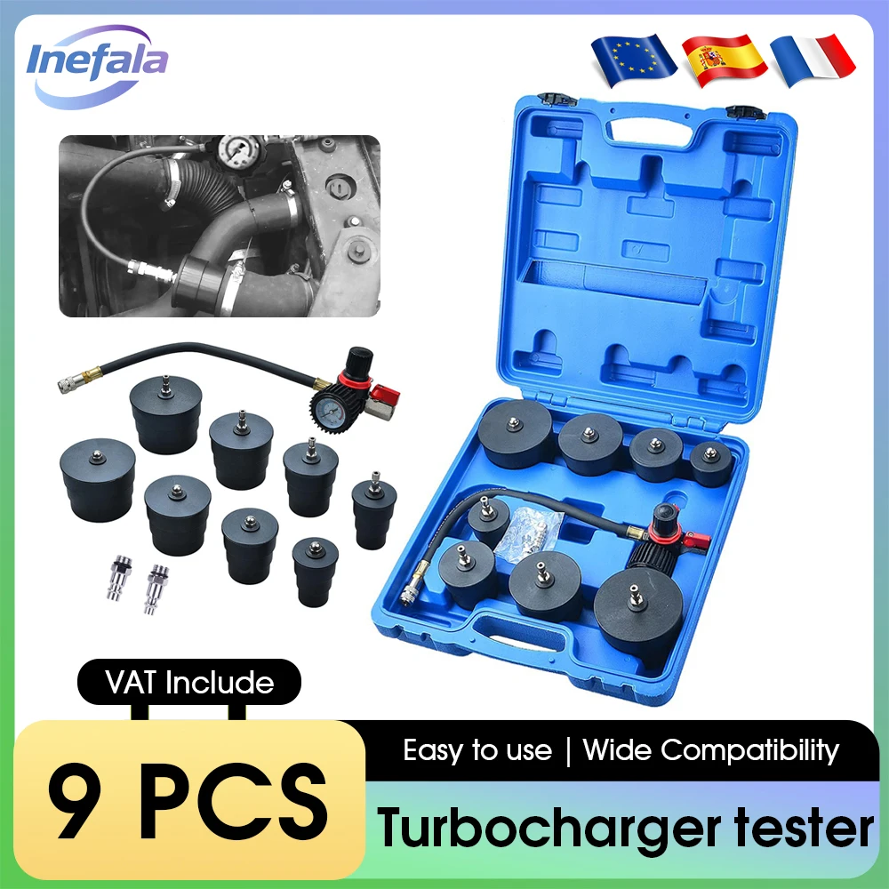 Inefala Turbolader-Lecktester-Set, Diagnosewerkzeug für Turbolader-Druck, Luftleck-Erkennungs- und Reparaturset