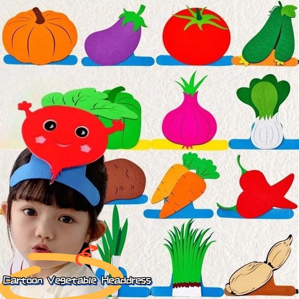 

Cloth Cartoon Vegetable Headband Elastic Funny Creative Headdress for Kids Colorful Personalized