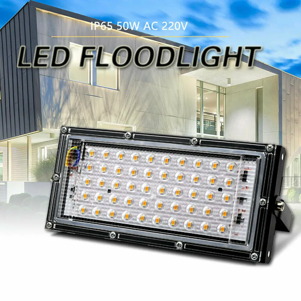 Żarówka reflektorowa LED 50W AC 110V 220V 230V 240V Biała lampa reflektor reflektor zewnętrzny wodoodporny do ogrodu ulicznego Square