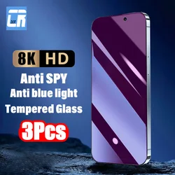 Vidrio Templado antiluz azul para iPhone 15, 14, 13, 12, 11 Pro Max, 15 Pro Plus, XR, XS Max, privacidad, 1-3 unidades