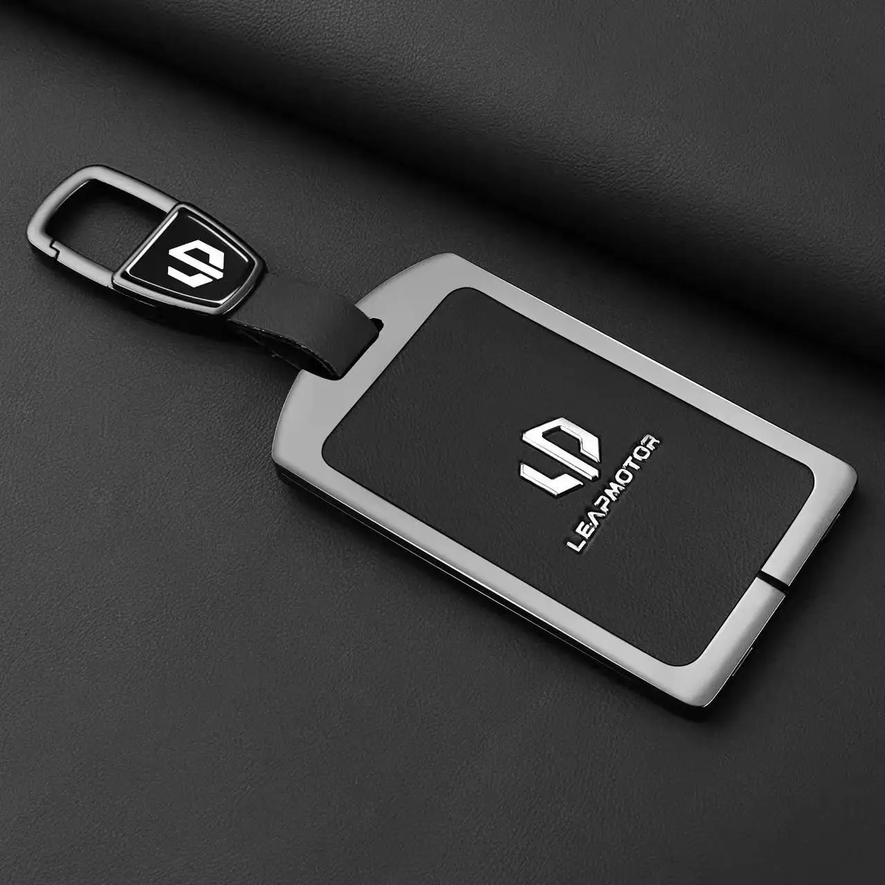 Autozubehör Zinklegierung Leder Schlüsselhülle für Leapmotor C10 C11 C16 Schlüsselschutzabdeckung Halter Kette Schale Dekorationen Schnalle – Detail 4