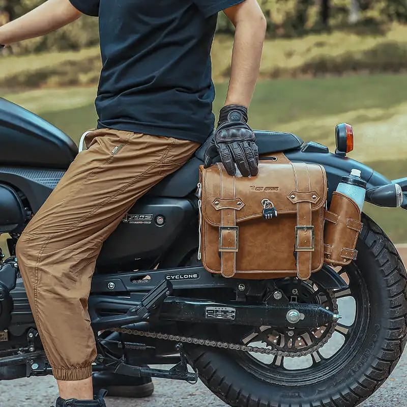 

West Rider Retro Bilateral Leather Motorcycle Side Bag - Large Capacity Storage Pack