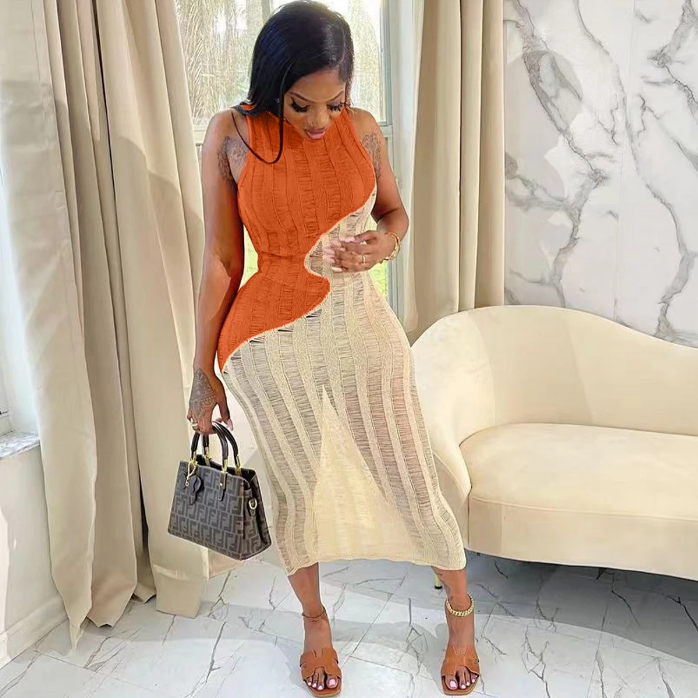 

Knitted Cover Up Dress Women Swimsuit Side Lace Up Split Robes 2023 Summer New Hollow Out Swimwear Sexy Dress Bikini Cover Ups