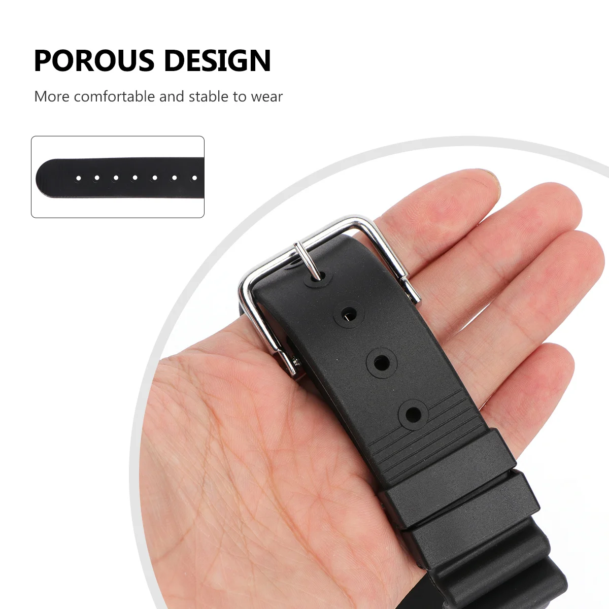 

Waterproof Black Compass Watch Strap Durable Rubber Band Replaceable Wristband Comfortable for Everyday Use Watch Band