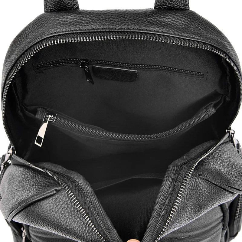 Cowhide Female Shoulder Backpack High-Capacity Ladies 2023 Women's  School Travel Bag Fashion For Girls Shoulder Bags Black