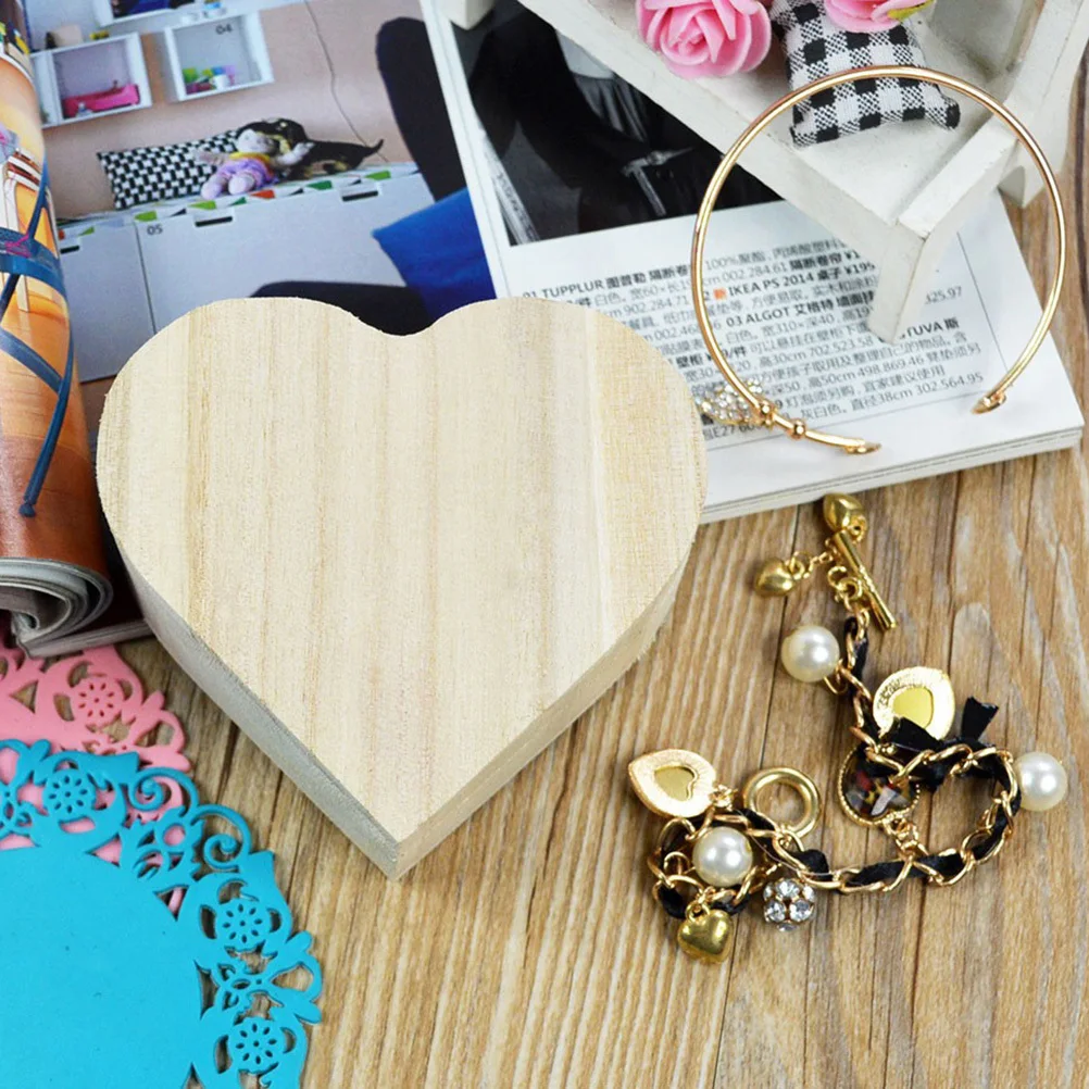 

Wooden Storage Box Heart Shaped Vintage Jewelry Organizer Case Classic Wooden Gift Box Sundries Organizer Decorative