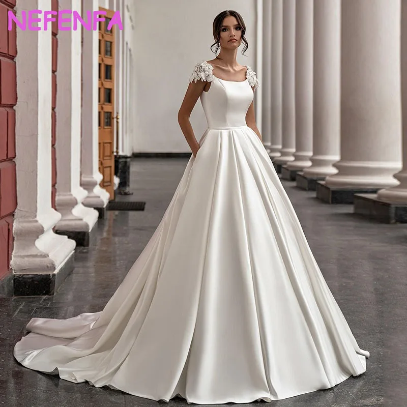 

Luxury White Satin Wedding Dresses for Bride Elegant Long Prom Evening Guest Party Women Dress Backless Summer Formal vestidos