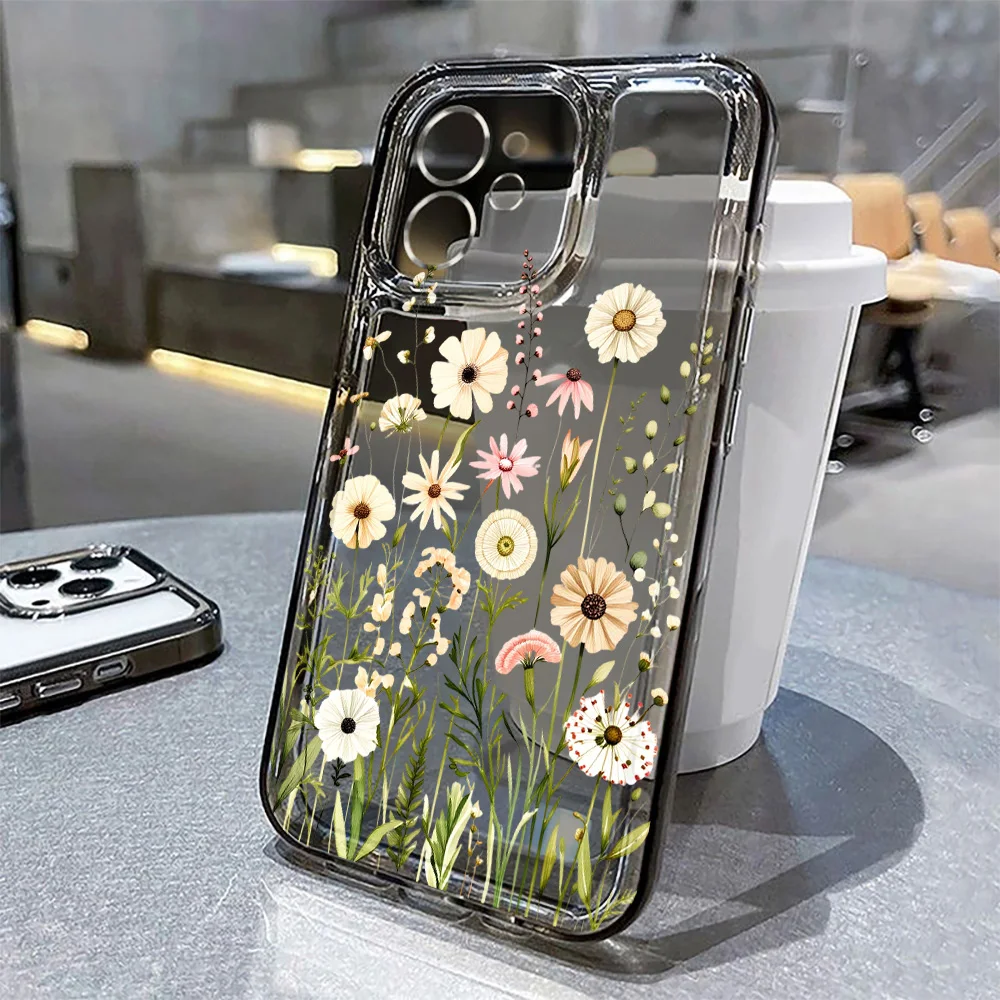 

Floral Phone Case For iPhone 17 Pro Case iPhone 16 15 13 14 11 12 Pro Max 16e 7 8 Plus XS XR SE Air Soft Funda Shockproof Cover
