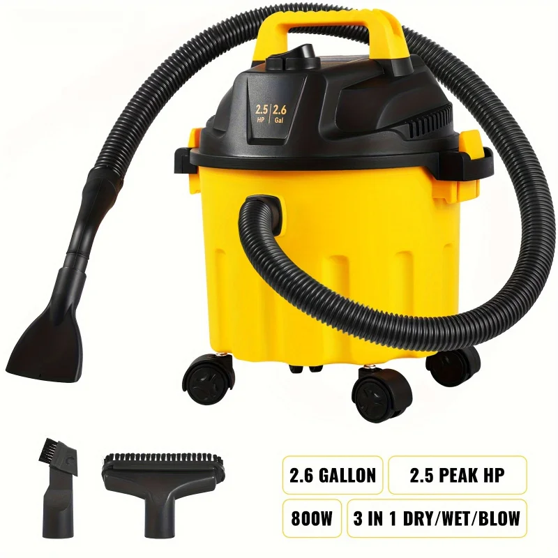 2.6 Gallon 2.5 Peak HP Wet Dry Vac, 3-in-1 Shop Vacuum with Blowing Function