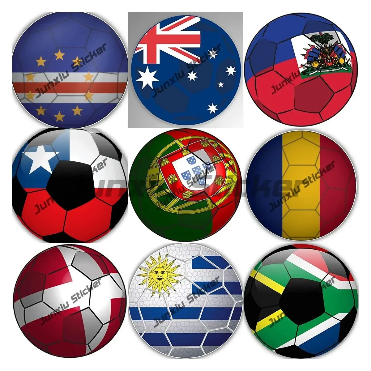 Flag Football Stickers Portugal Croatia Denmark Uruguay Soccer Ball Sticker Football Graphix Self Adhesive Decal Glue Sticker