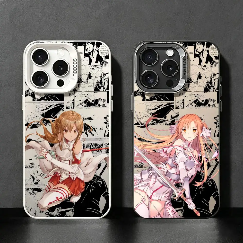 

Anime A-Asuna Y-Yuuki Phone Case For iPhone 17/16/15/14/13/12/11 Pro Max Luxury Silver TPU Case Shockproof Anti-Scratch