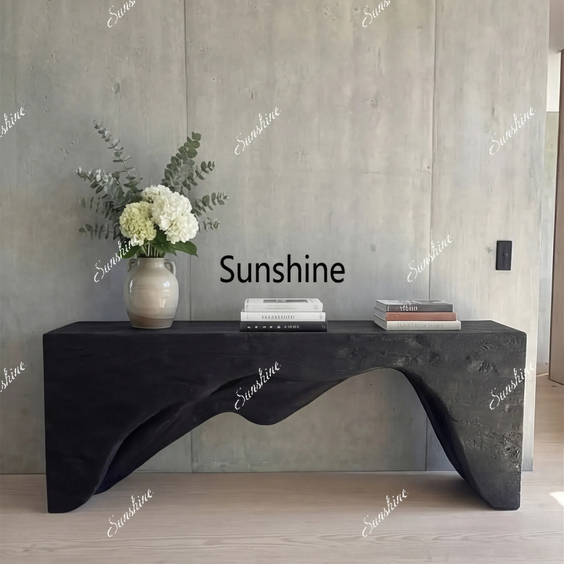 

French retro wabi-sabi solid wood porch table against the wall table medieval art