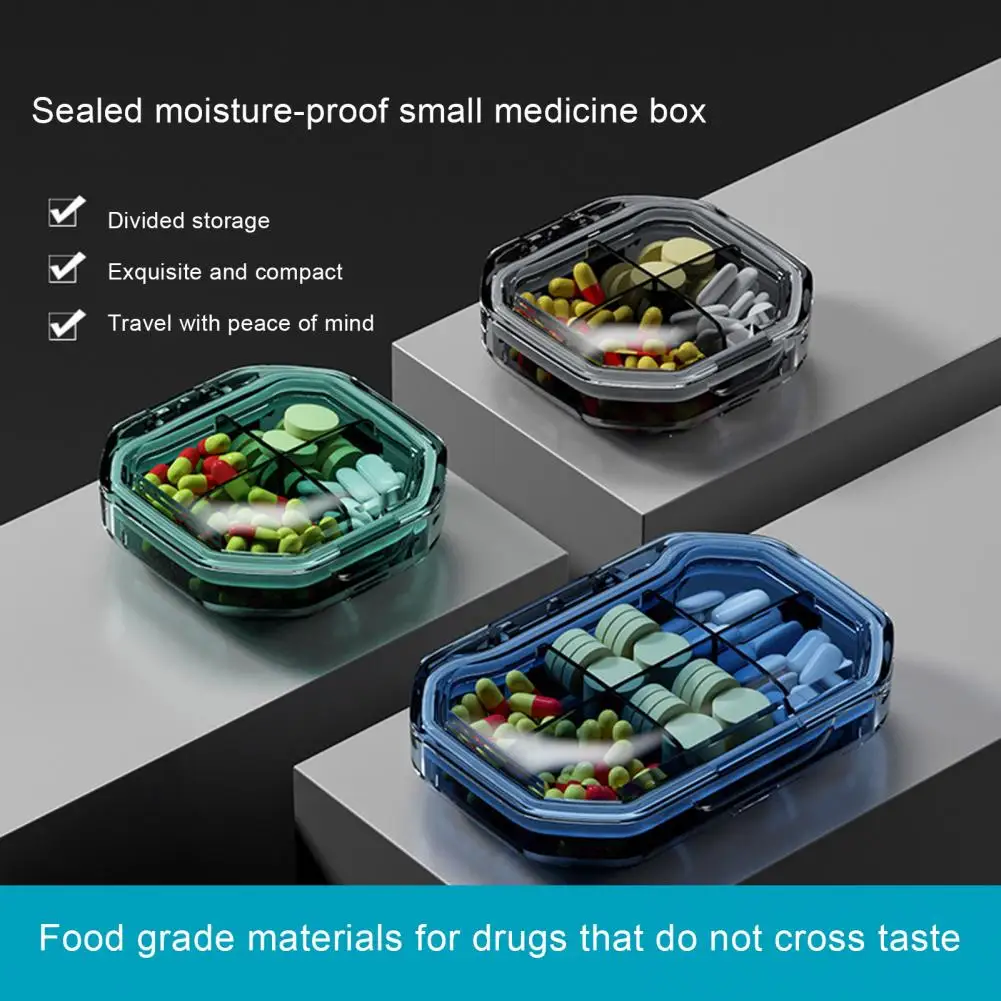 7-Day Pill Box Dispenser 4/6-Grid Design Large Space Buckle Fix Good Sealing Pocket-sized Pill Container Travel Weekly Pill Boxe